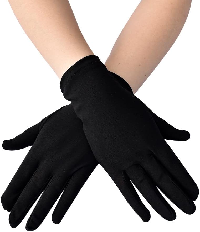 Vonokee Adult Spandex Gloves,Short Stretchy Opera Gloves for Halloween Party Costume 1920s Flapper Accessories - Image 1